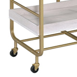 Gold White Washed Metal Wood Rectangular Serving Cart - Omega Lifestyles