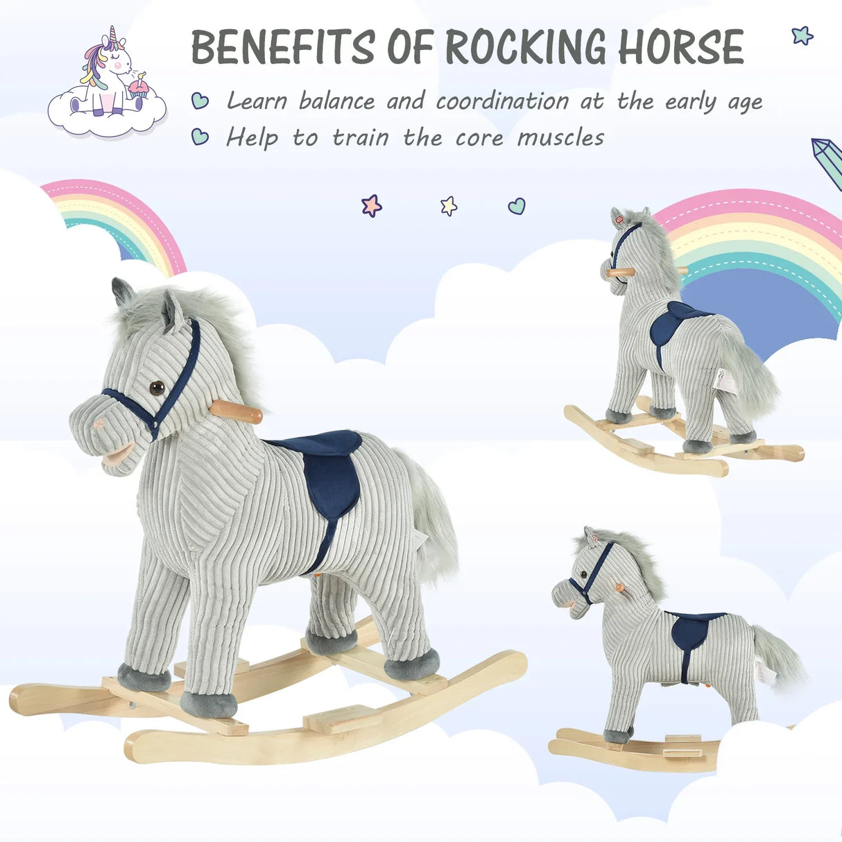Plush Kids Rocking Horse With Realistic Sounds - Omega Lifestyles