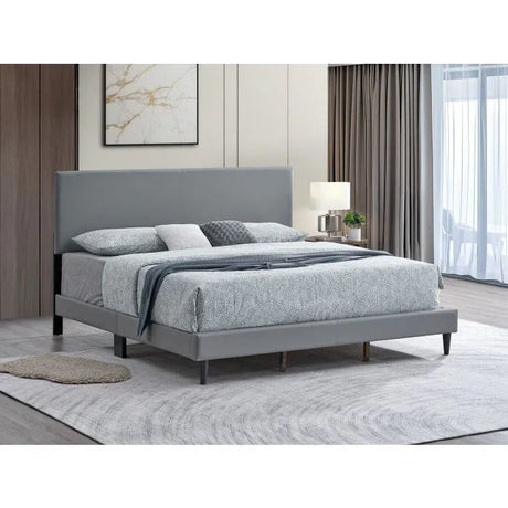 King Upholstered Faux Leather Platform Bed Frame - Omega Lifestyles