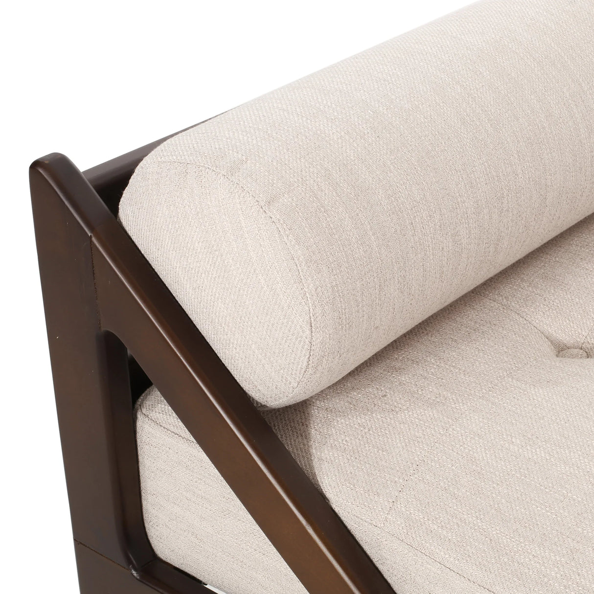 Beige Fabric Button Tufted Bentwood Chaise Lounge - Omega Lifestyles