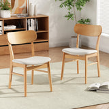 Set Of 2 Dining Chairs Fabric Cushioned Seat Rubberwood Legs - Omega Lifestyles