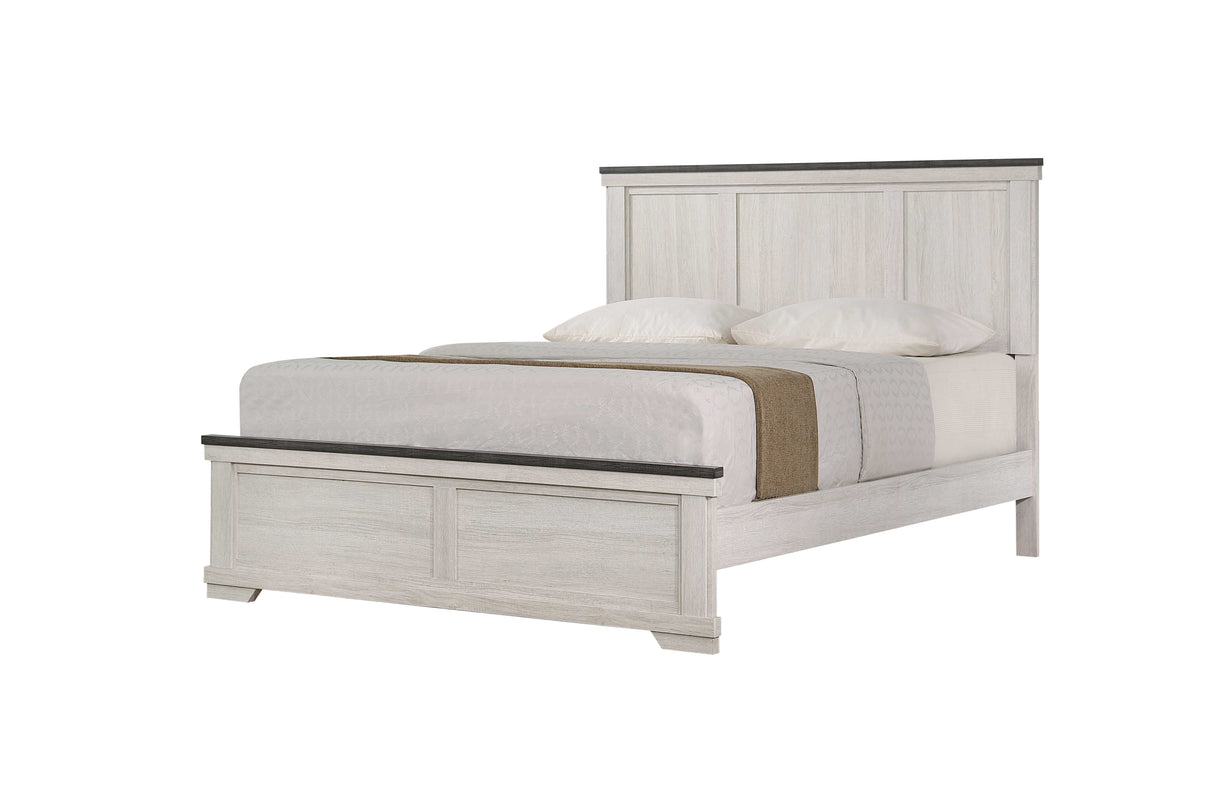 Full Rustic Antique White Brown Panel Bed