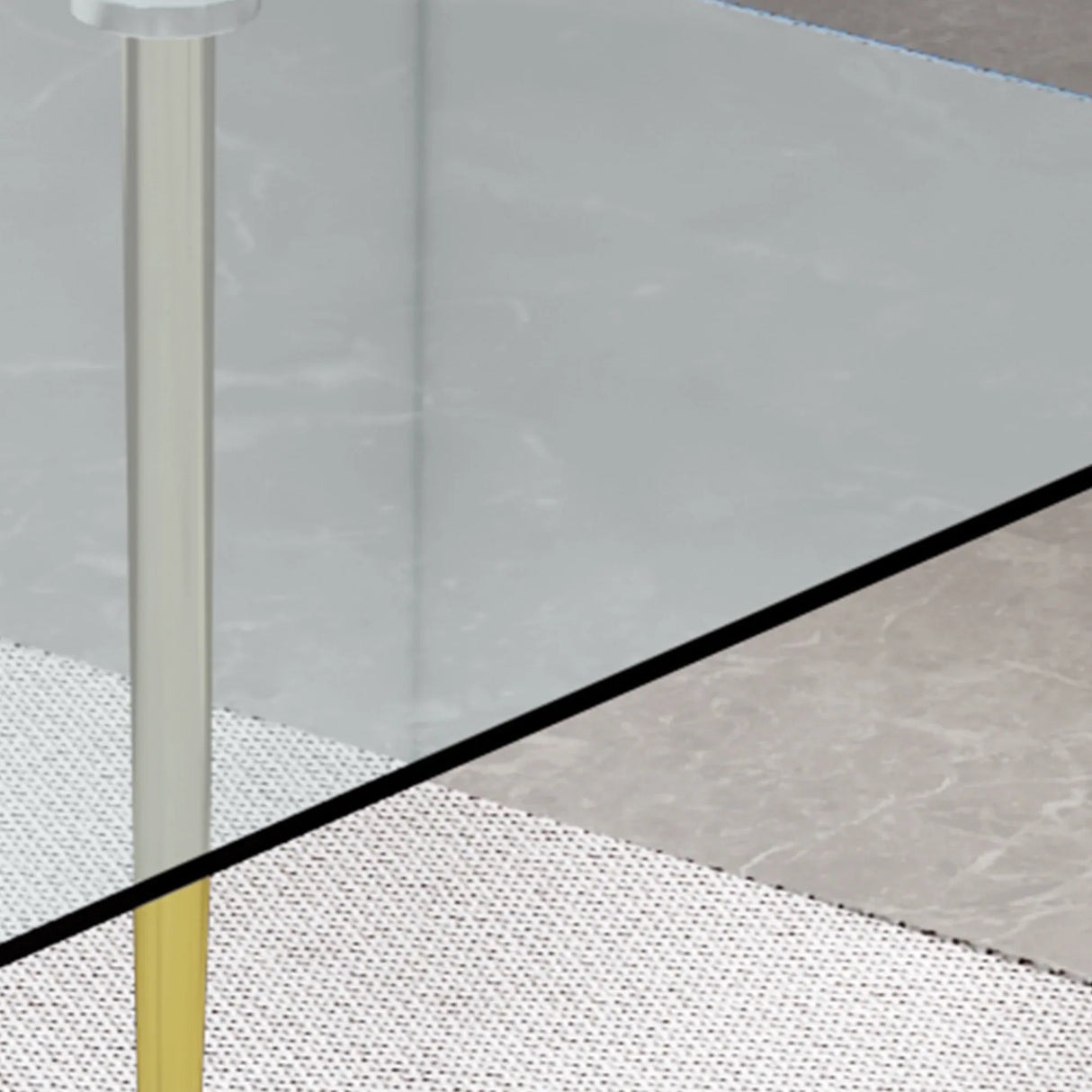 Modern Tempered Glass Dining Table And 6 Gold Chairs Set - Omega Lifestyles