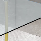 Modern Tempered Glass Dining Table And 6 Gold Chairs Set - Omega Lifestyles