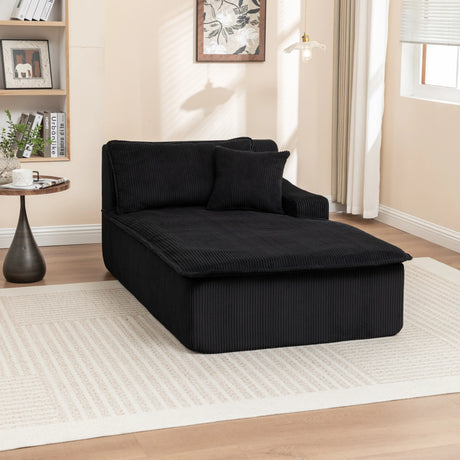 Corduroy Foam Left Armrest Chaise Lounge Chair - Omega Lifestyles