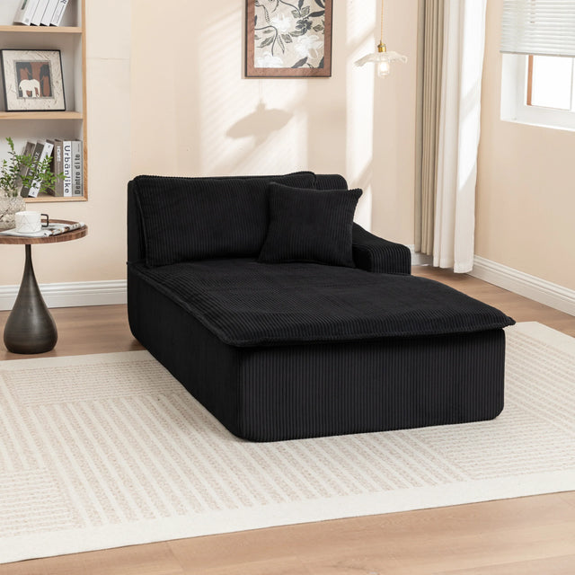 Corduroy Foam Left Armrest Chaise Lounge Chair - Omega Lifestyles