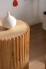 Set of 2 Natural MDF Fir Round Coffee Tables - Omega Lifestyles