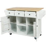 Kitchen Cart With Rubber Wood Drop-Leaf Countertop Storage - Omega Lifestyles