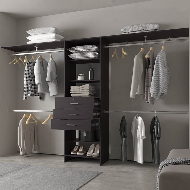 Modular Closet Organizer System With Hanging Rods Drawers - Omega Lifestyles