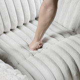 Gray Corduroy Recliner Chair With Swivel Glider And Pillows - Omega Lifestyles