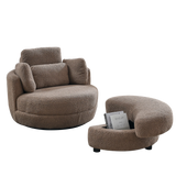 Oversized Modern Swivel Fabric Lounge Chair With Ottoman - Omega Lifestyles