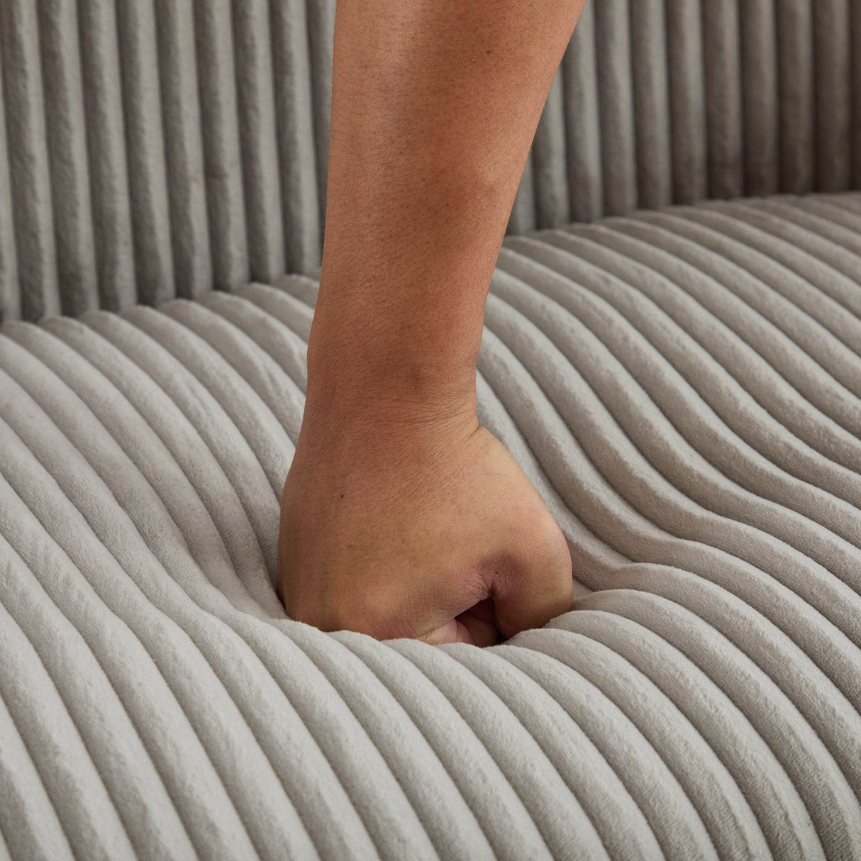 Corduroy Upholstered Modern Gray Loveseat Sofa With Walnut Legs - Omega Lifestyles