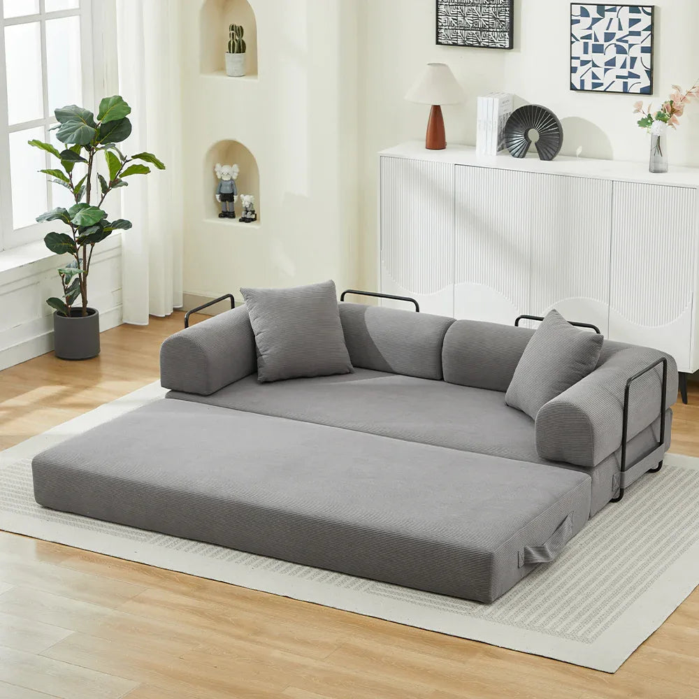 Corduroy Folding Sofa Bed With Foam Spring Mattress - Omega Lifestyles