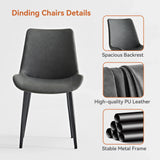 2-Piece Grey PU Leather Dining Chairs With Metal Legs - Omega Lifestyles