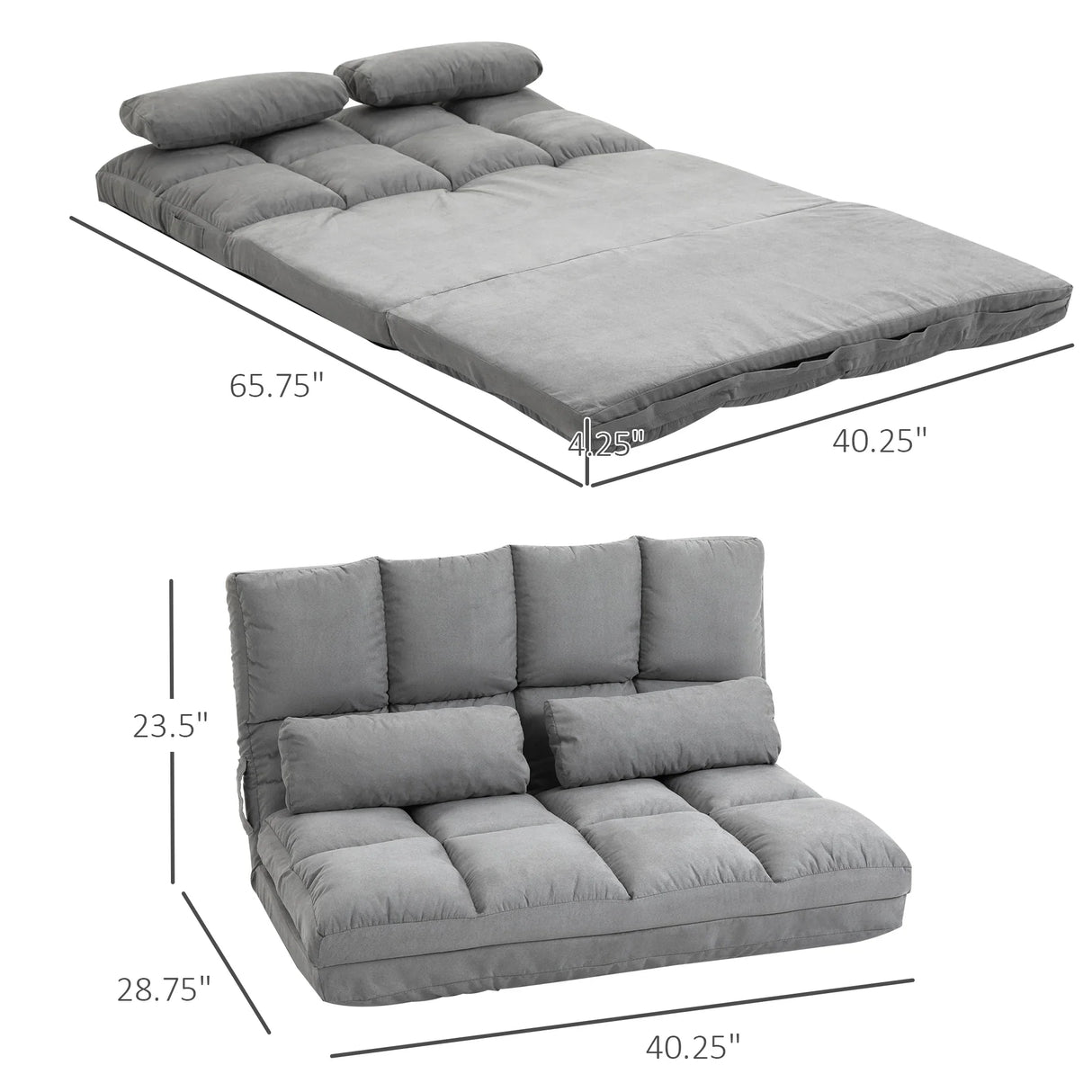 Adjustable Folding Floor Sofa Chair With Two Pillows - Omega Lifestyles