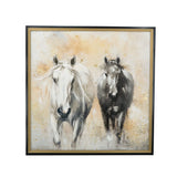 Hand-Painted Black White Horse Canvas Wall Art - Omega Lifestyles