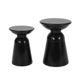 Set Of 2 Modern Outdoor Powder-Coated Iron Side Tables