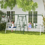Heavy-Duty Steel Kids Outdoor Swing Set With Slide - Omega Lifestyles