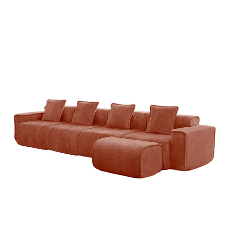Modular Velvet Boneless 4-Seat L Shape Sectional Sofa - Omega Lifestyles