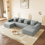 Corduroy U-Shaped Modular 5-Seat Sectional Sofa - Omega Lifestyles