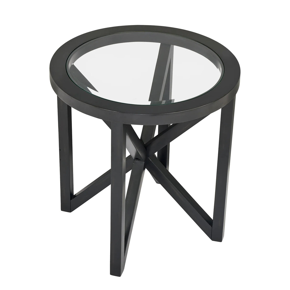 Modern Round Tempered Glass Wood Base Coffee Table - Omega Lifestyles