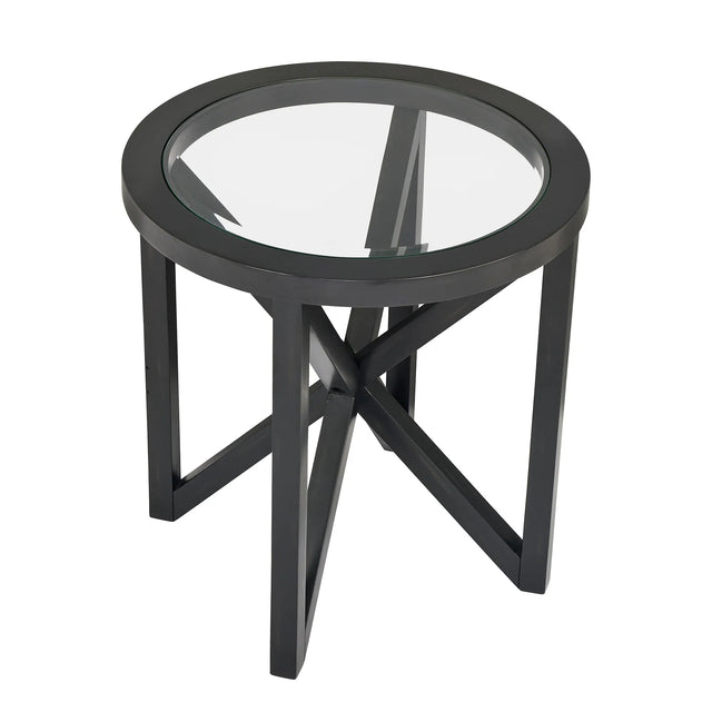 Modern Round Tempered Glass Wood Base Coffee Table - Omega Lifestyles