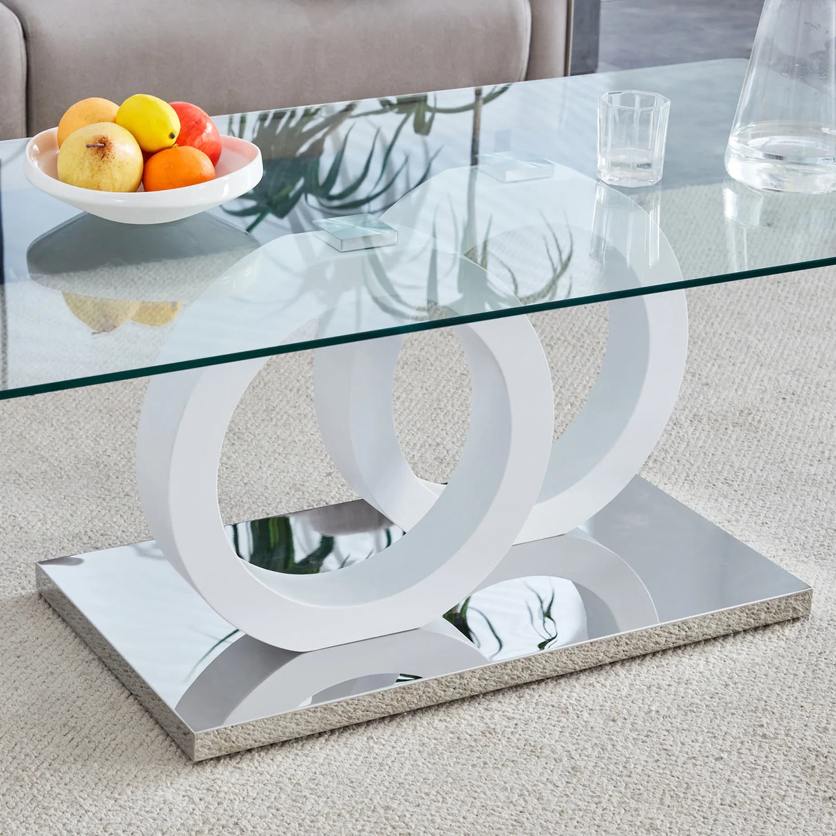 Modern Minimalist Glass Top MDF Coffee Table - Omega Lifestyles
