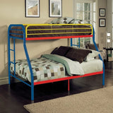 Twin Full Multi-Color Metal Tube Bunk Bed With Guardrails - Omega Lifestyles