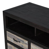 Retro Distressed Solid Wood TV Stand With Drawers - Omega Lifestyles