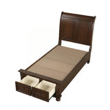 Twin Cherry Wood Platform Bed With Storage Drawers - Omega Lifestyles