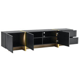 Luxury Fluted Black And Gold TV Stand With Storage - Sleep Galleria
