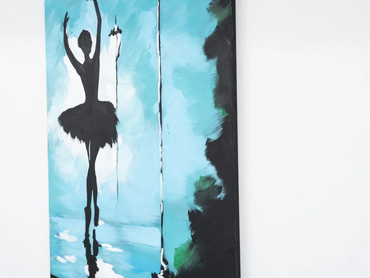 Oversized Turquoise Hand-Painted Canvas Wall Art - Omega Lifestyles