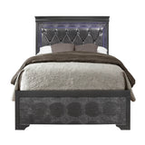 Contemporary Grey Solid Wood LED Lighting Bed Frame