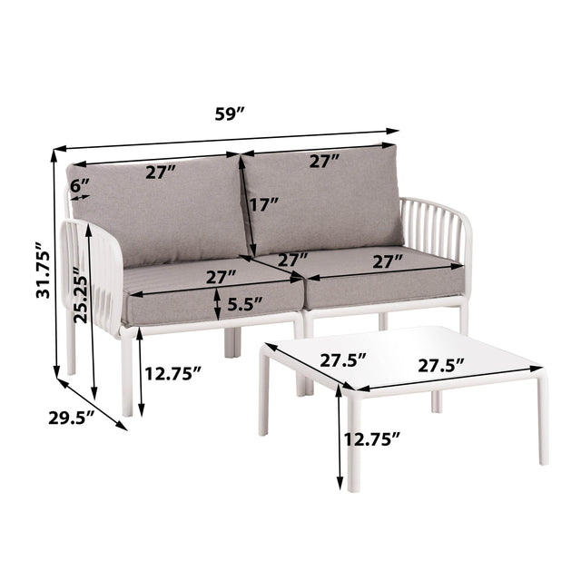 3-Piece Modern Outdoor Patio Seating Set With Cushions - Omega Lifestyles
