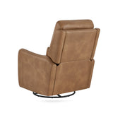 Brown Faux Leather Power Recliner Chair With Swivel And Recline - Omega Lifestyles
