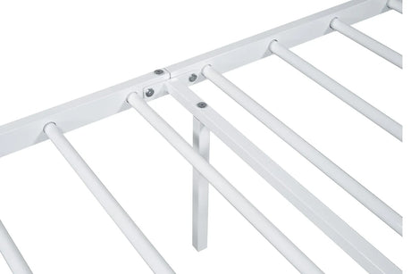 Full Size Contemporary White Metal Bed Frame Mattress Ready - Omega Lifestyles
