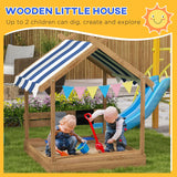 Wooden Outdoor Sandbox With Weather-Resistant Canopy - Omega Lifestyles