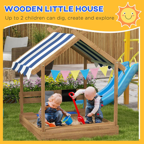 Wooden Outdoor Sandbox With Weather-Resistant Canopy - Omega Lifestyles