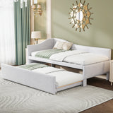 Twin Upholstered L-Shaped Daybed With Pop-Up Trundle - Omega Lifestyles