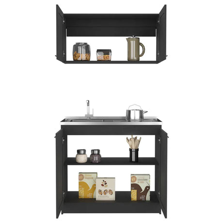 Black Particle Board Garage Cabinet Set - Omega Lifestyles