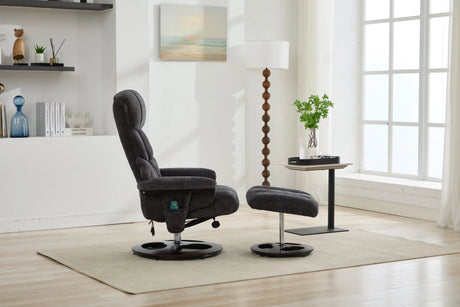 Modern Chenille Recliner Chair With Ottoman And Massage - Omega Lifestyles