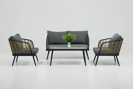 4-Piece PE Rattan Wicker Patio Sofa Set - Omega Lifestyles
