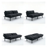 Black Upholstered Convertible Twin Sofa Bed With Foam Cushion - Omega Lifestyles