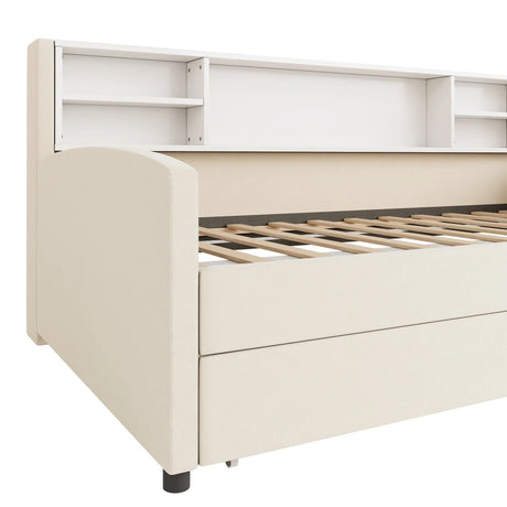 Twin Velvet Upholstered Platform Bed With Storage Drawers - Omega Lifestyles