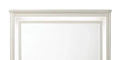 LED Modern White Beveled Mirror With Illumination - Omega Lifestyles