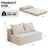 Foldable Corduroy Convertible Sofa Bed With Lumbar Pillow - Omega Lifestyles