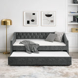 Twin Upholstered Tufted Daybed With Trundle Frame - Omega Lifestyles