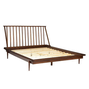 Mid-Century Modern Solid Pine Platform Bed Frame - Omega Lifestyles