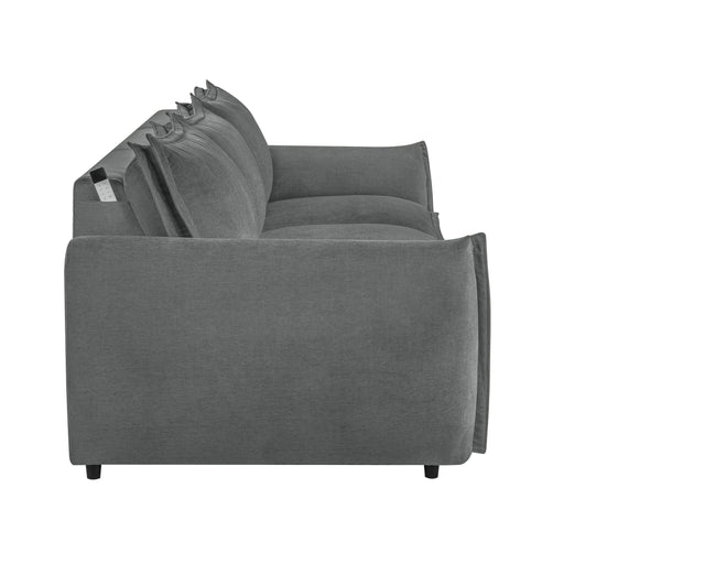 Gray Chenille Fabric Power Recliner Sofa With Sleeper - Omega Lifestyles