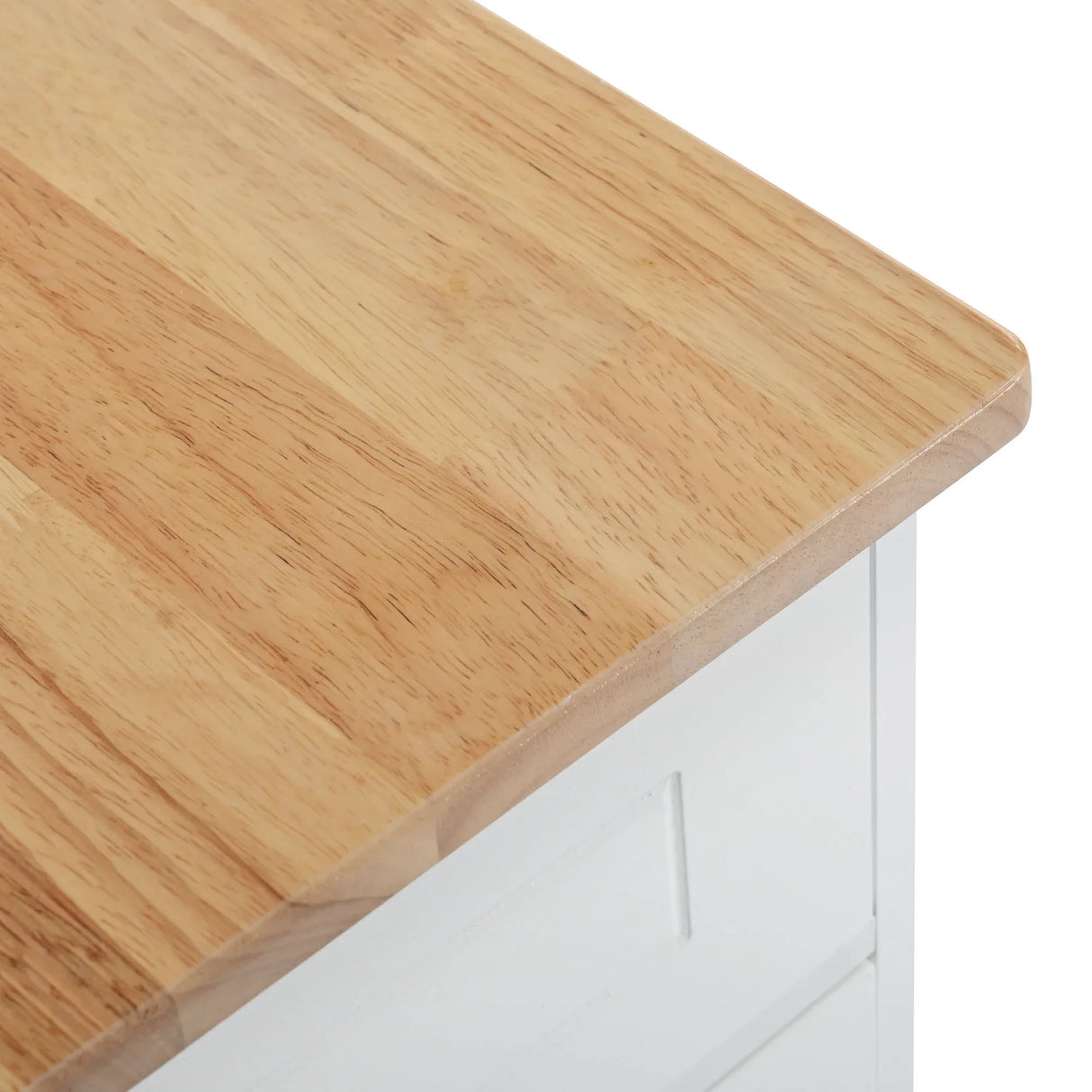 Fluted Rubber Wood Kitchen Island With Tilt-Out Trash Can - Omega Lifestyles